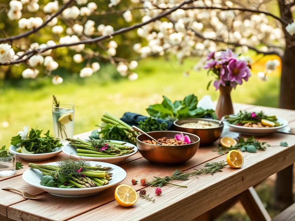 Frühlingshaftes Catering mit Spargel, frischen Kräutern und leichten Gerichten